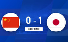 半場戰(zhàn)罷，帥惟浩錯(cuò)失良機(jī)，國少隊(duì)0-1落后日本隊(duì)。